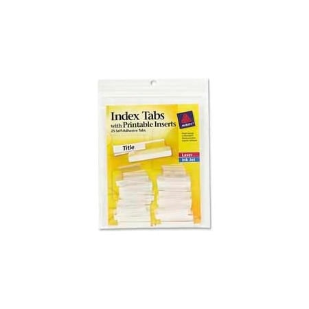 Avery Avery Self-Adhesive Index Tabs with Printable Inserts, 1" Width, Clear, 25 Tabs/Pack 16221